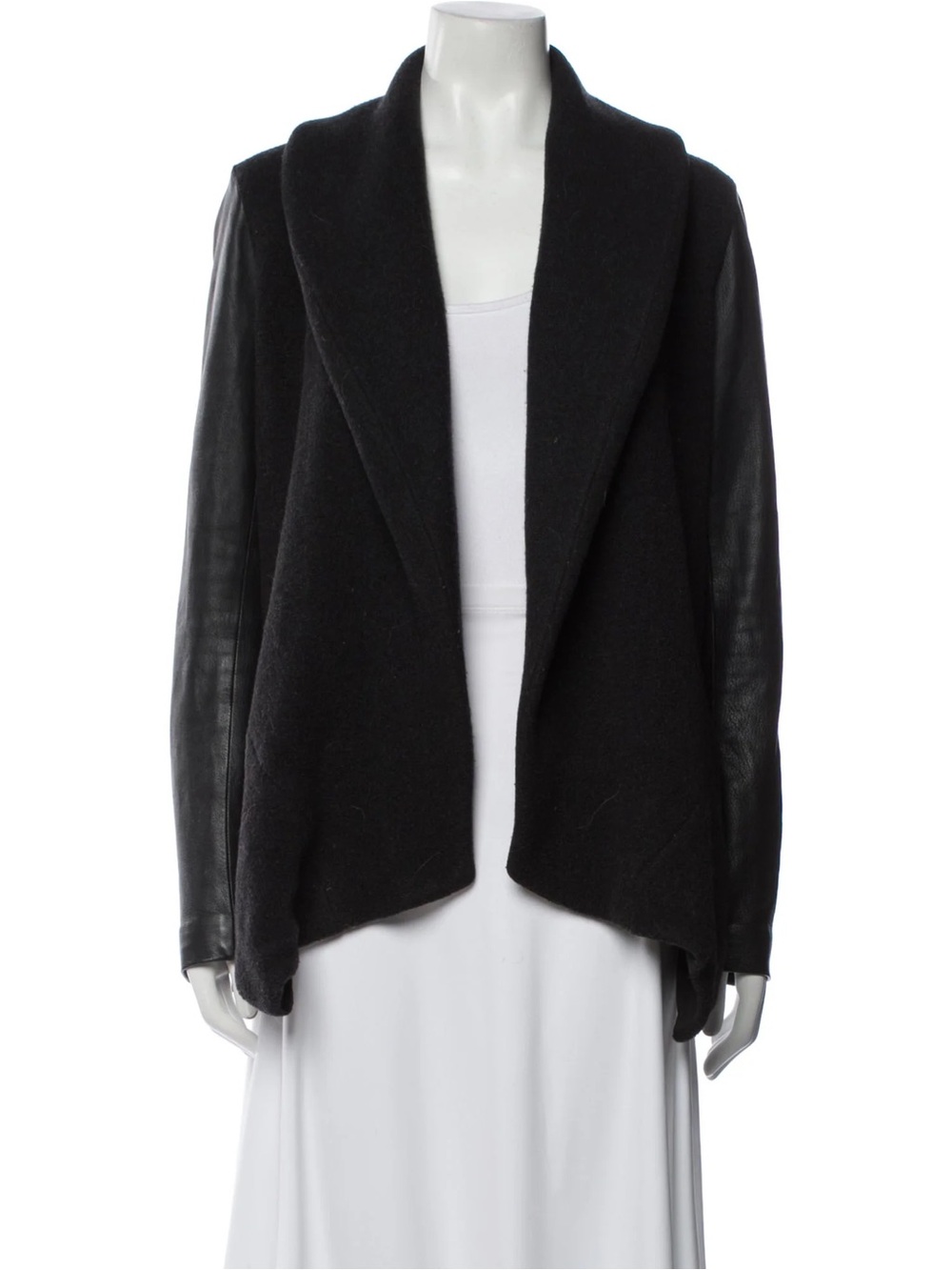 Theory Laura Draped Blazer with Leather Sleeves
